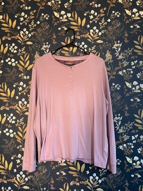 L.L. Bean Women's Long Sleeve Henley Mauve Pink Size 2X